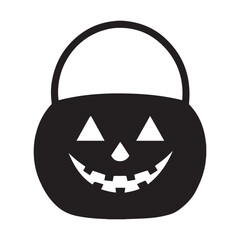 trick or treat jack o lantern candy bucket silhouette vector