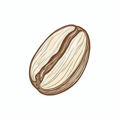 Coffee Bean Essence: An exquisite illustration showcases the intricacies of a single coffee bean, meticulously detailed to celebrate its essence.