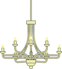 Elegant chandelier lighting up a modern living room with a vibrant glow