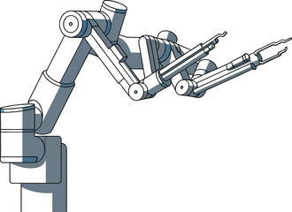 Surgical robot arm ready for precise procedures in sterile medical field