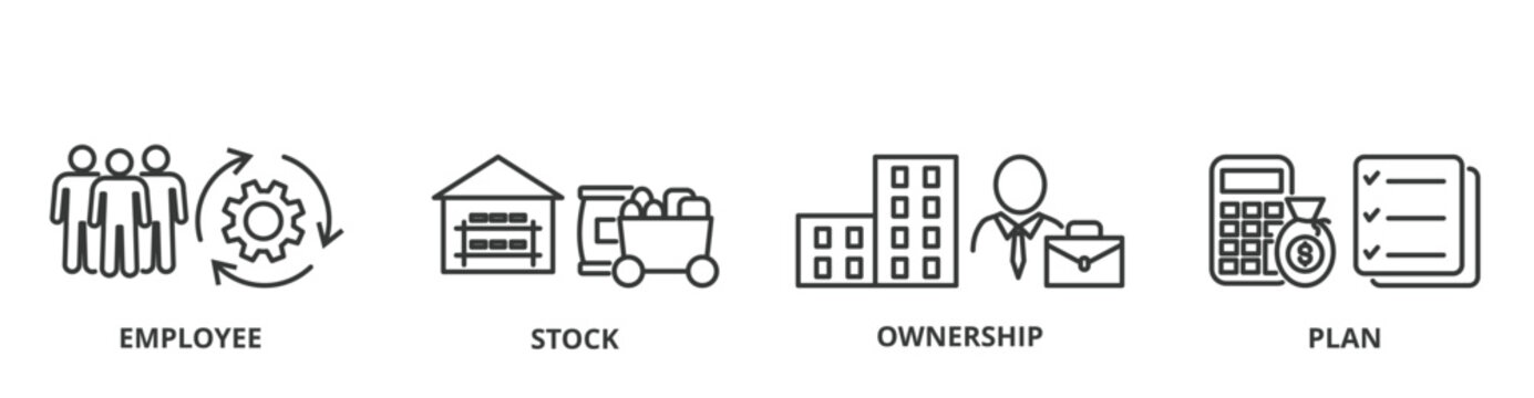 ESOP banner vector illustration concept with icon of employee, stock, ownership and plan 
