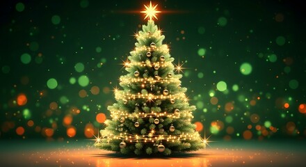 Beautiful Christmas Tree Decoration With Bokeh Lights &ndash; Xmas Artwork