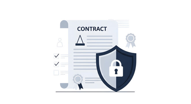 Compliance and Data Privacy Illustration &ndash; Legal Document with Security Shield Icon on White Background.jpg
