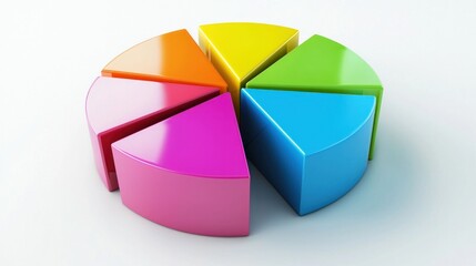 A colorful pie chart with six segments, each representing a different color.