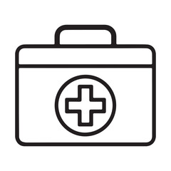 Obraz premium Simple outline icon of a medical first aid kit with a cross