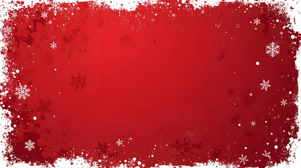 Festive red background with a textured border, adorned with delicate snowflakes, creating a wintry holiday design.