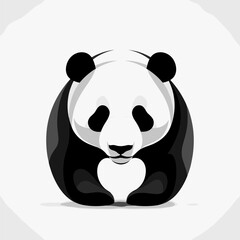 A bold, monochromatic vector logo featuring a giant panda bear in a front-facing, rounded stance.