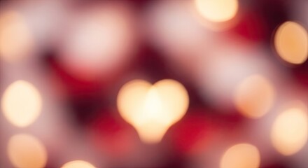 A blurred image of a heart shape with a warm, golden hue, set against a red and pink background.