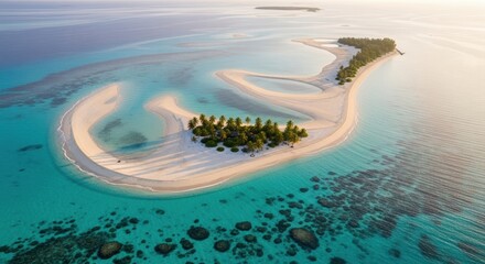 Stunning aerial view of a tropical island paradise with vibrant turquoise waters