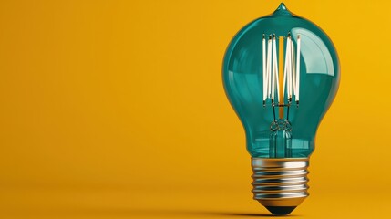 Vintage Light Bulb with Retro Design on Bright Yellow Background