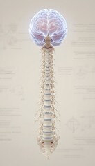 Obraz premium Human Spinal Cord and Brain Connection: Central Nervous System, Neurology, Biology, Research, Communication, Health, and Science.