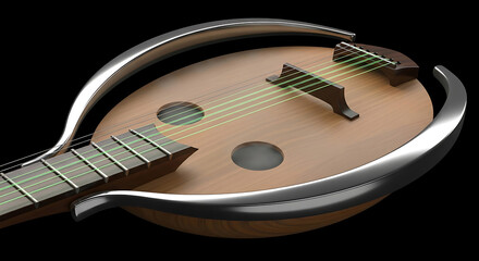 Modern lute design concept showcasing craftsmanship and innovative musical instrument design for sophisticated tastes