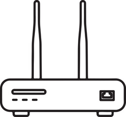 WiFi Router Icon – Line Art Illustration of Wireless Internet Network Device
