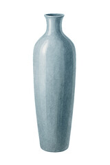 Watercolor Tall Ceramic Floor Vase on White Background