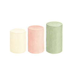 Watercolor Decorative Candles on White Background