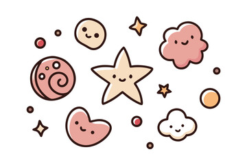 funky crayon doodle geometric shapes pattern icons