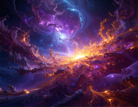 Cosmic explosion of vibrant nebulae with glowing energy - Powered by Adobe