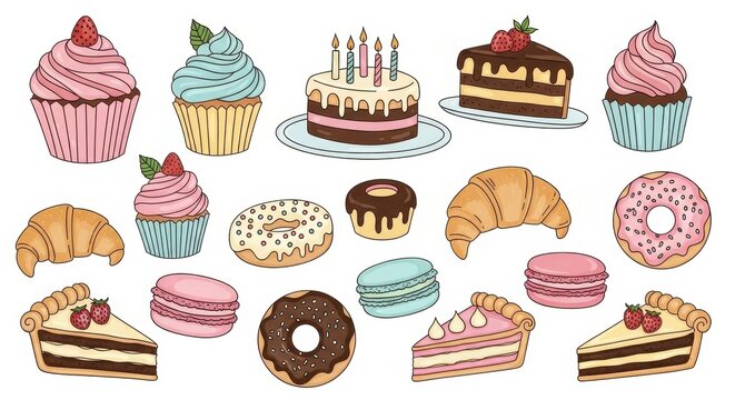 Delightful assortment of handcrafted desserts in vibrant colors creating celebratory atmosphere