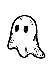 Minimalist Hand Drawn Ghost Doodle for Halloween Decorations