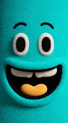 Cute Blue Cartoon Character With Big Smile