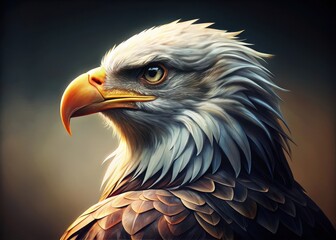 Intense gaze of majestic eagle surveys its surroundings with piercing intensity and sharp beak