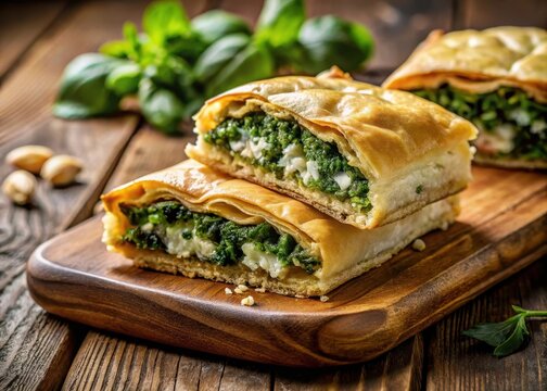 Classic Greek savory pastry filled with spinach and feta cheese, baked to perfection in a flaky crust
