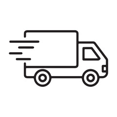 Fast delivery truck icon with motion lines for speed