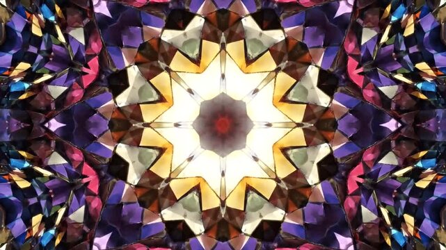 Colorful kaleidoscope pattern with vibrant gemstones