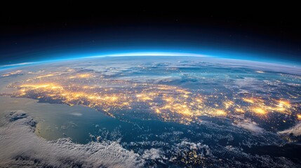 Fototapeta premium Earth's illuminated cities seen from space.