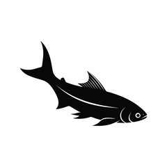 Black silhouette of a fish with fins and tail on white background animal © Pixolio