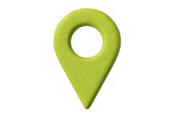 Green 3d map pin icon marking a specific spot, showing navigation, address, and positioning concepts. Transparent background