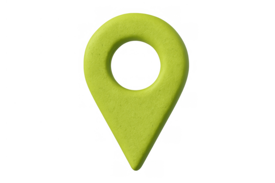 Green 3d map pin icon marking a specific spot, showing navigation, address, and positioning concepts. Transparent background