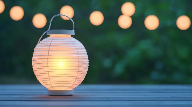 Luminous glow from a bulb inside a paper lantern, creating ambient mood lighting