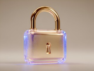 A golden padlock with a clear, transparent body shines brightly, symbolizing security and protection.