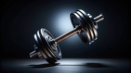 A precision photographers dream a sharp black dumbbell serves as the perfect focal point, suspended in midair with razorsharp definition