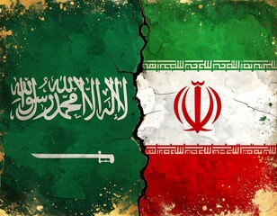 Flags of two nations split down the middle with grunge effect