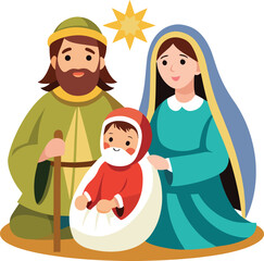 Peaceful Nativity Holy Family Clipart,