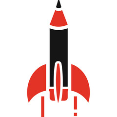 Stylized Rocketship Ascending Against A White Background Representing Launch And Innovation