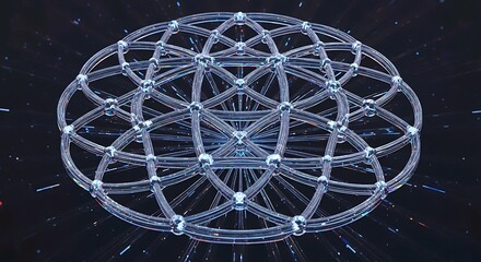                  Radiant Quantum Geometry Sphere with Luminescent Circular Energy Lines  