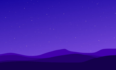 purple starry night hills illustration suitable for backgrounds, posters, wallpapers, and digital designs.