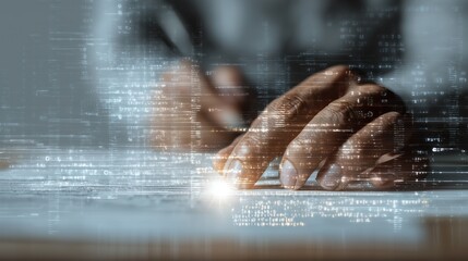 Hologram, future of work, technology concept