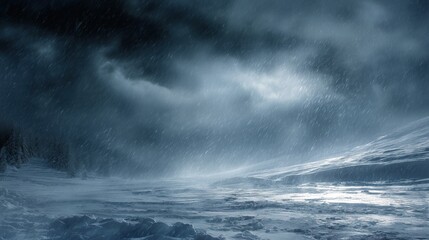 Naklejka premium Winter, snowstorm, dark sky, heavy snow, winter weather