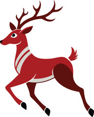 Reindeer Sprinting Silhouette Art