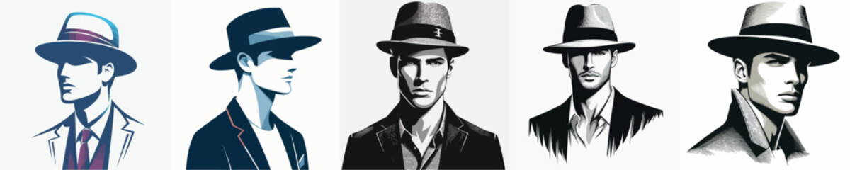  vector image of a man wearing a hat on a white background