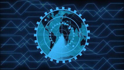 Futuristic dark blue neon geometric lines creating flowing abstract shapes in smooth animated motion. Dark Blue Neon Geometric Lines Pattern on animated Black Background abstract. - Powered by Adobe