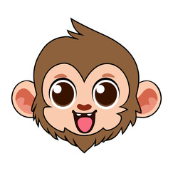 Cartoon Monkey Silly Face Simple Logo Design Icon Digital