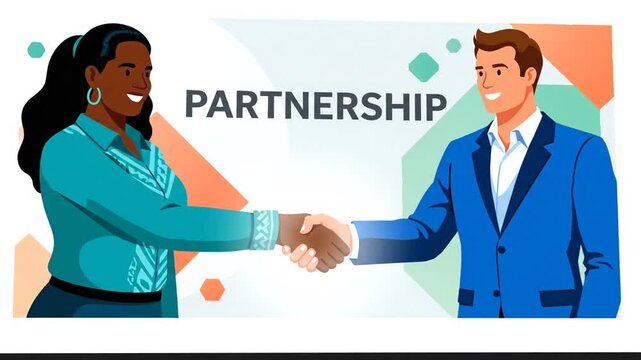Business partnership handshake with abstract background