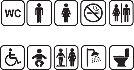 Collection of public facility and accessibility signs