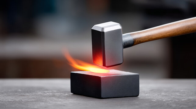 Metal transforms Hot metal being forged into something new, exciting