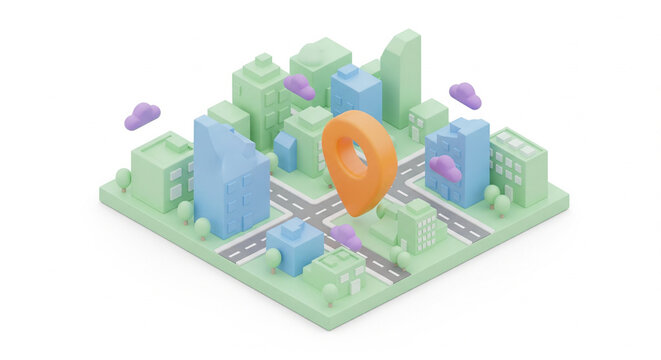 Colorful 3D isometric city map of Europe concept building blocks architecture illustration